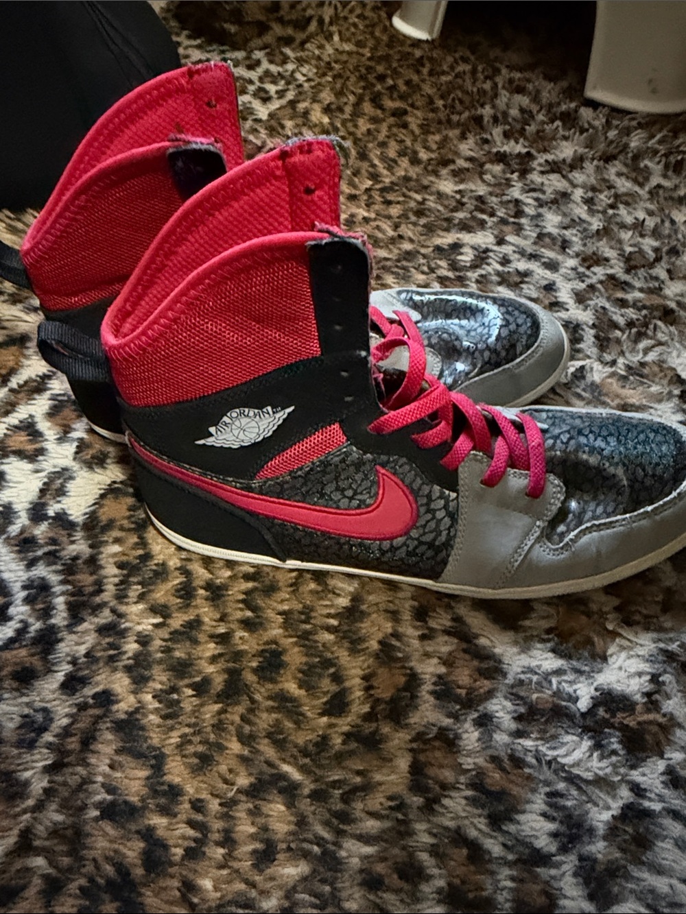 Jordan Kids High-Top Sneakers in Red, Black and Gray